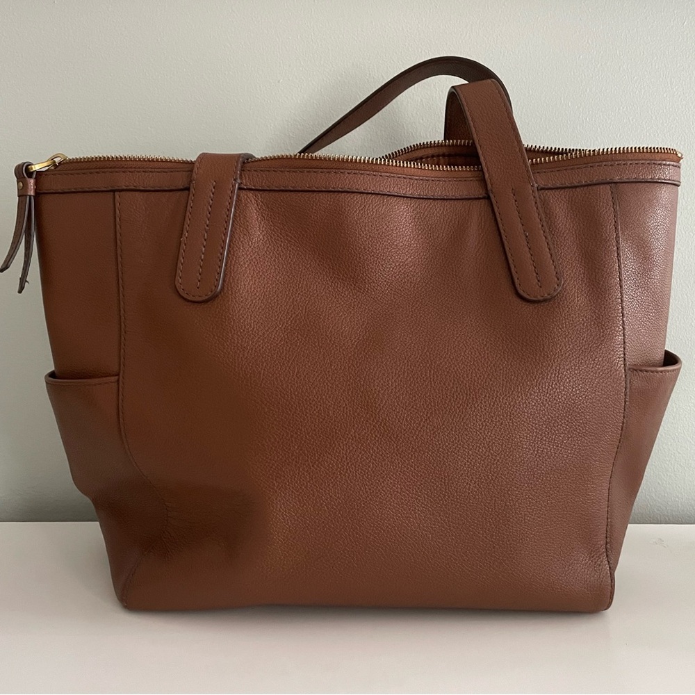 Fossil Brown Leather Tote Bag